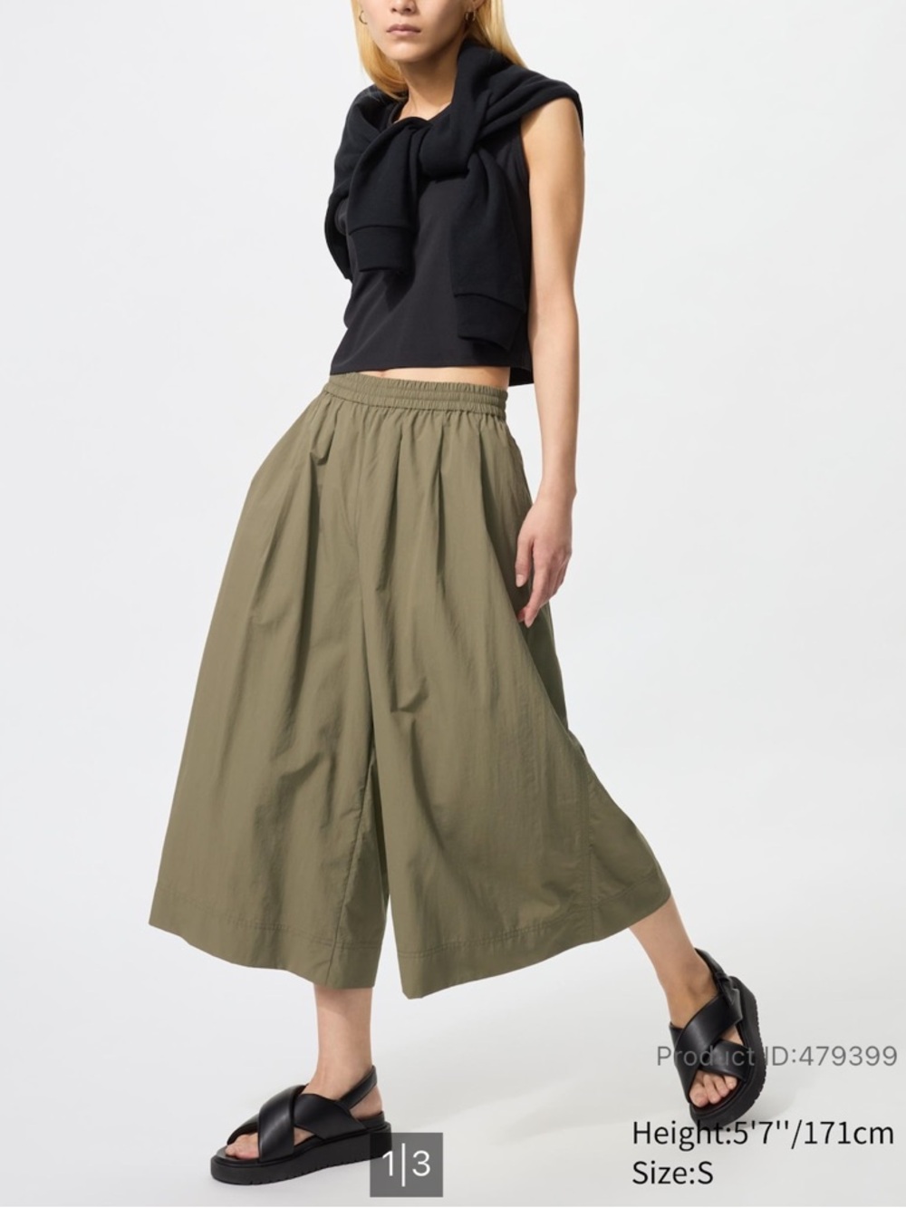 Uniqlo Olive Nylon Culotte
